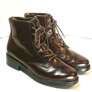 Women's Brown Lace-Up Leather Ankle Boots